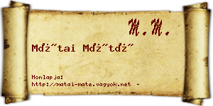 Mátai Máté névjegykártya